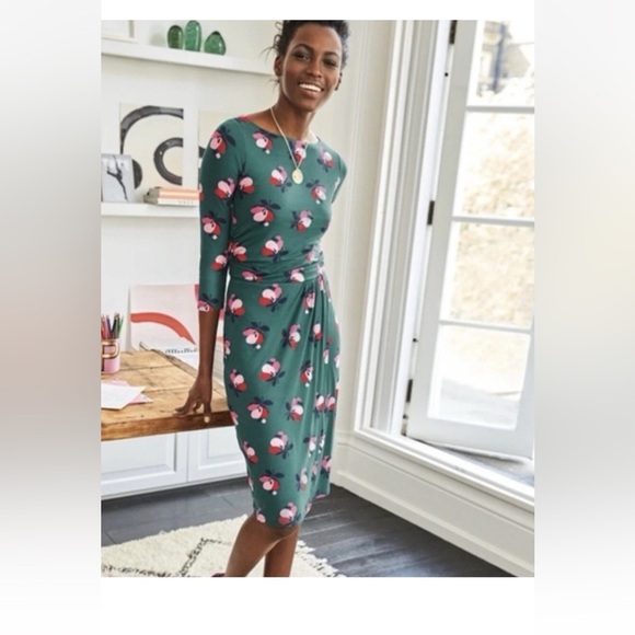 Boden Teal Dress with Pink‎ Floral Pattern - Picture 3 of 6